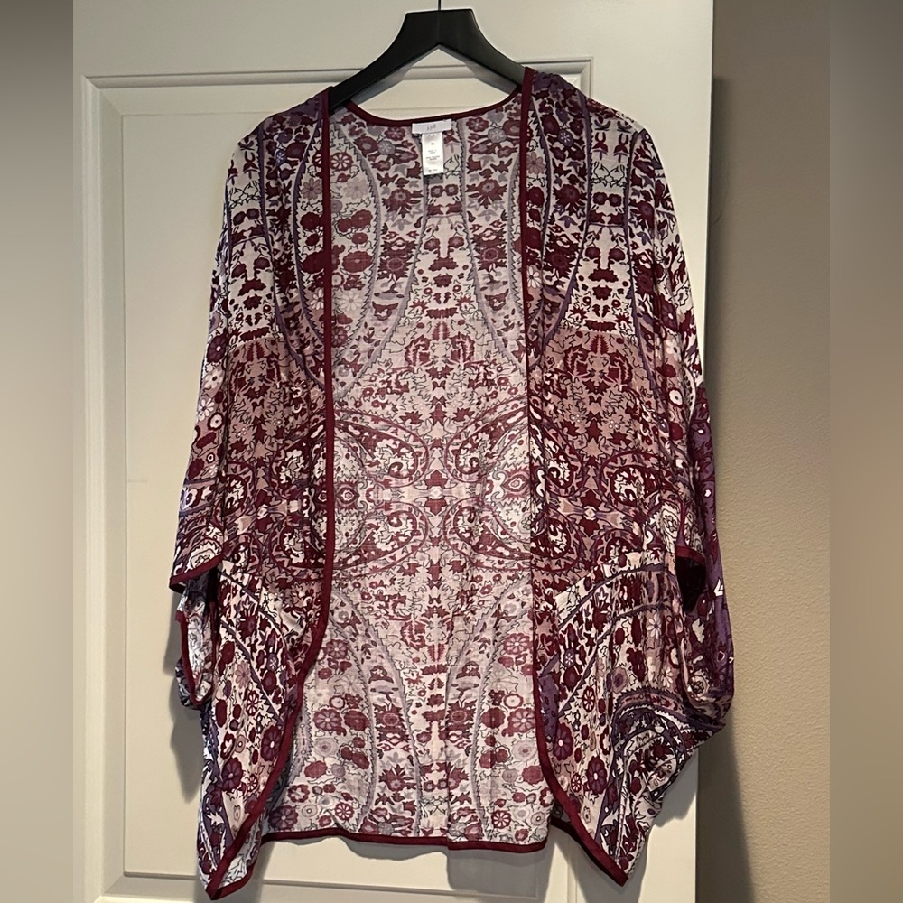 J Jill Bohemian Burgundy Kimono Cardigan